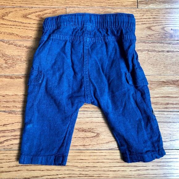 H&M Blue Cargo Linen Pants Baby Boy Size 4-6 Months - Picture 5 of 5